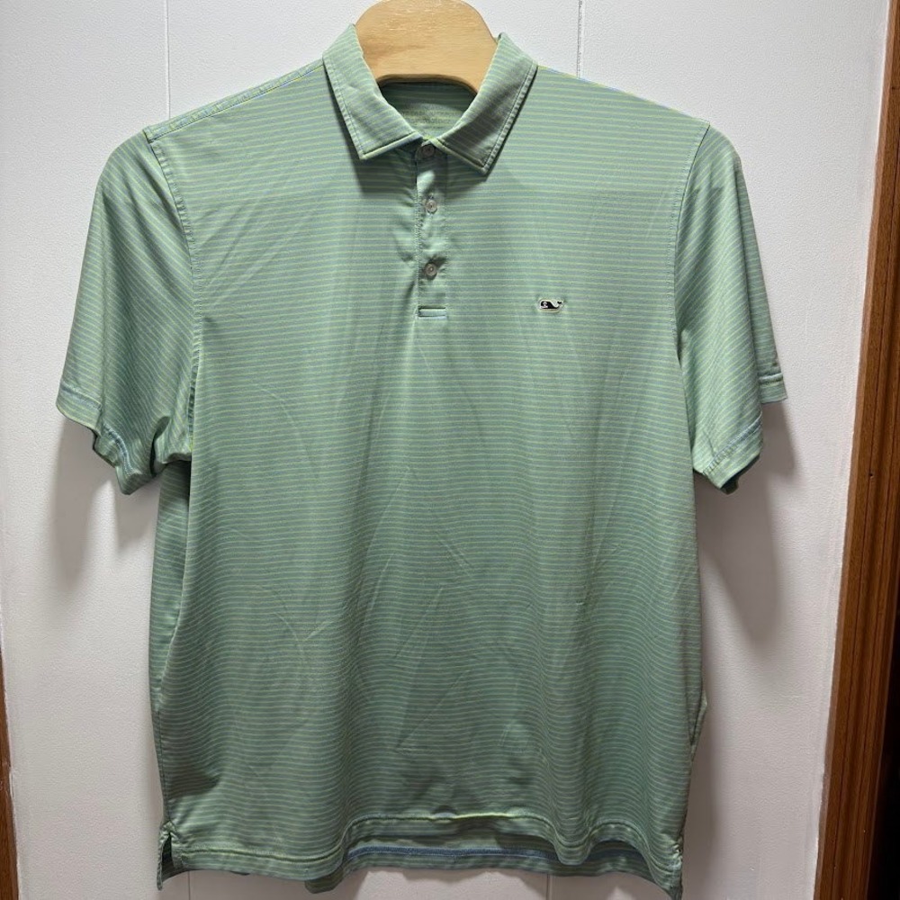 Vineyard Vines Mens XXL On-The-Go Sankaty Polo Shirt Striped Green Blue